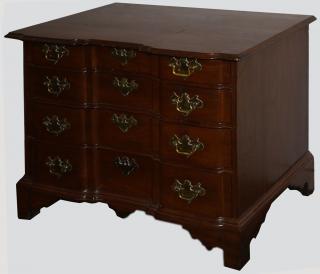 Appraisal: Chippendale mahogany block front chest of drawers with original brass