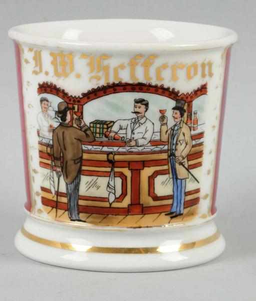 Appraisal: Saloon Shaving Mug Gilt name J w Heffron Nice Saloon