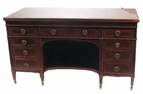 Appraisal: A Regency style inlaid mahogany writing desk height in width