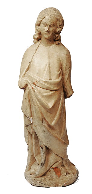 Appraisal: AN OLD PAINTED PLASTER FIGURE of a woman wearing a