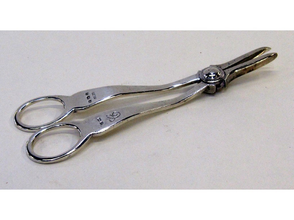 Appraisal: Pair of silver grape scissors Birmingham