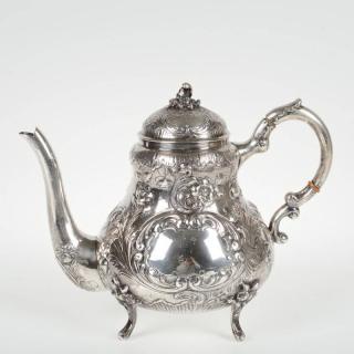 Appraisal: American sterling silver repousse teapot th th c maker's mark