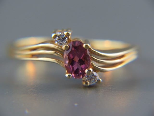 Appraisal: Pink Tourmaline Diamond Ring oval gem with diamond on each