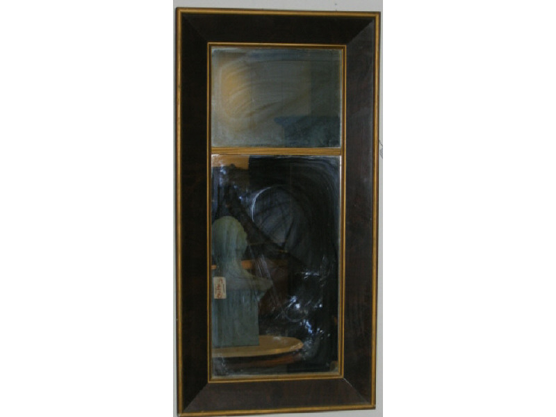 Appraisal: AMERICAN TH CENTURY WALL MIRROR Having a gilt highlighted mahogany