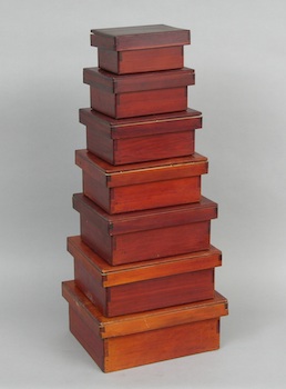 Appraisal: A Stack of Rosewood Color Stained Boxes A stack of