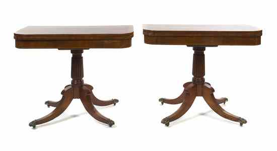 Appraisal: A Pair of English Mahogany Games Tables each having rectangular