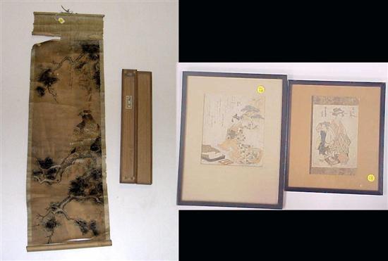 Appraisal: Embroidered scroll with box box not original to scroll and