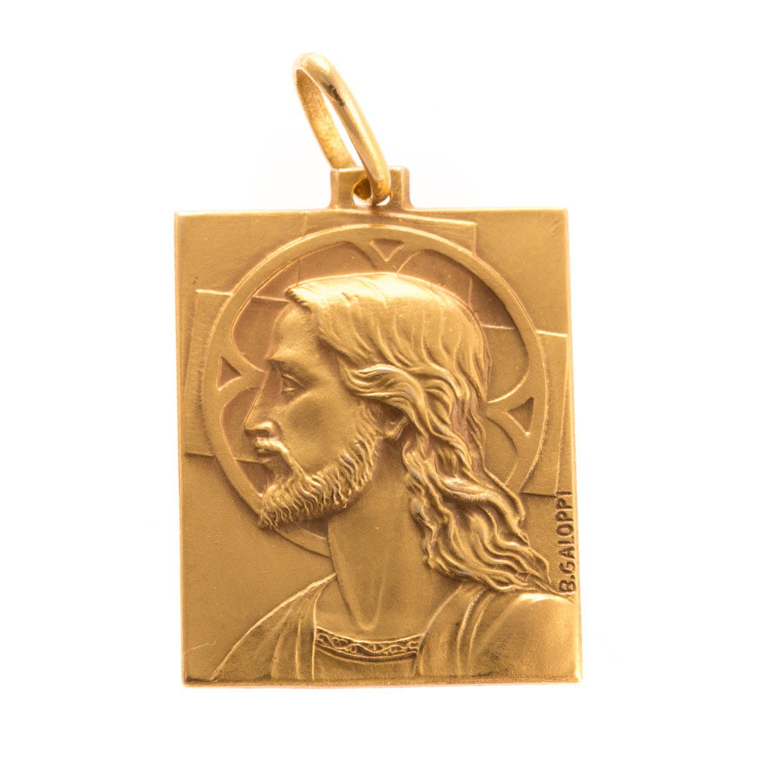 Appraisal: An K Gold Religious Pendant K yellow gold rectangular charm