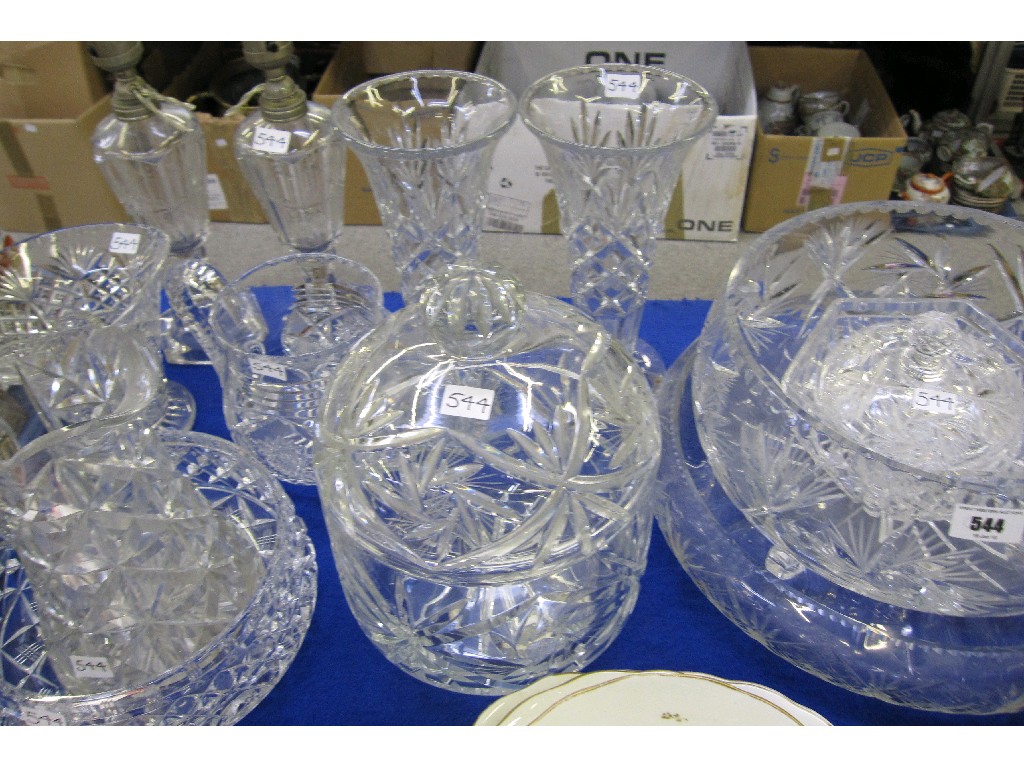 Appraisal: Quantity of cut glass and crystal to include bowl vases