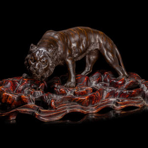 Appraisal: A Bronze Okimono of A Tiger BY SEIKOKU MEIJI PERIOD