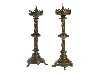 Appraisal: A PAIR OF FRENCH GOTHIC REVIVAL GILT BRASS PRICKET CANDLESTICKS