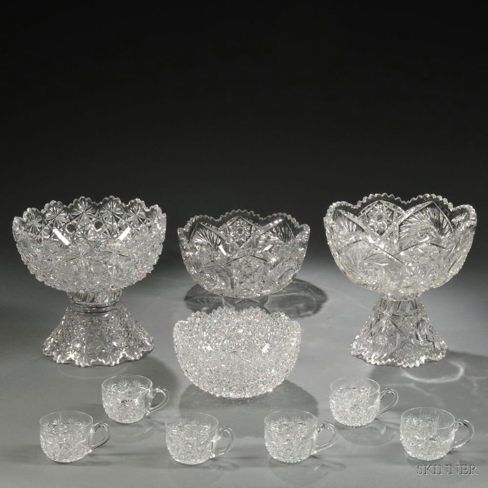 Appraisal: Group of American Colorless Cut Glass Tableware late th early