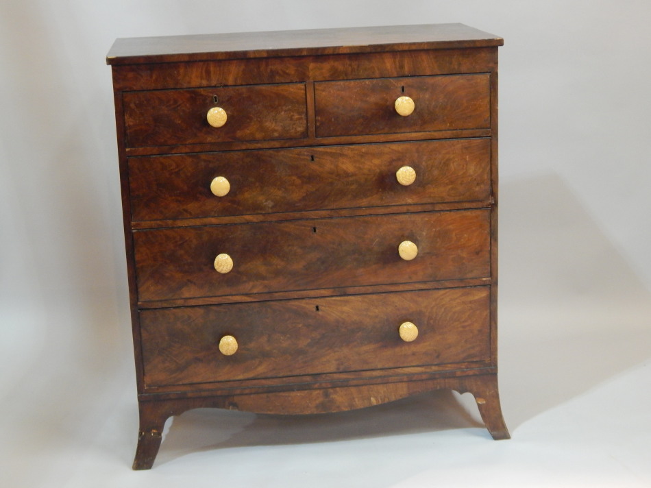 Appraisal: An early Victorian mahogany chest of two short and three