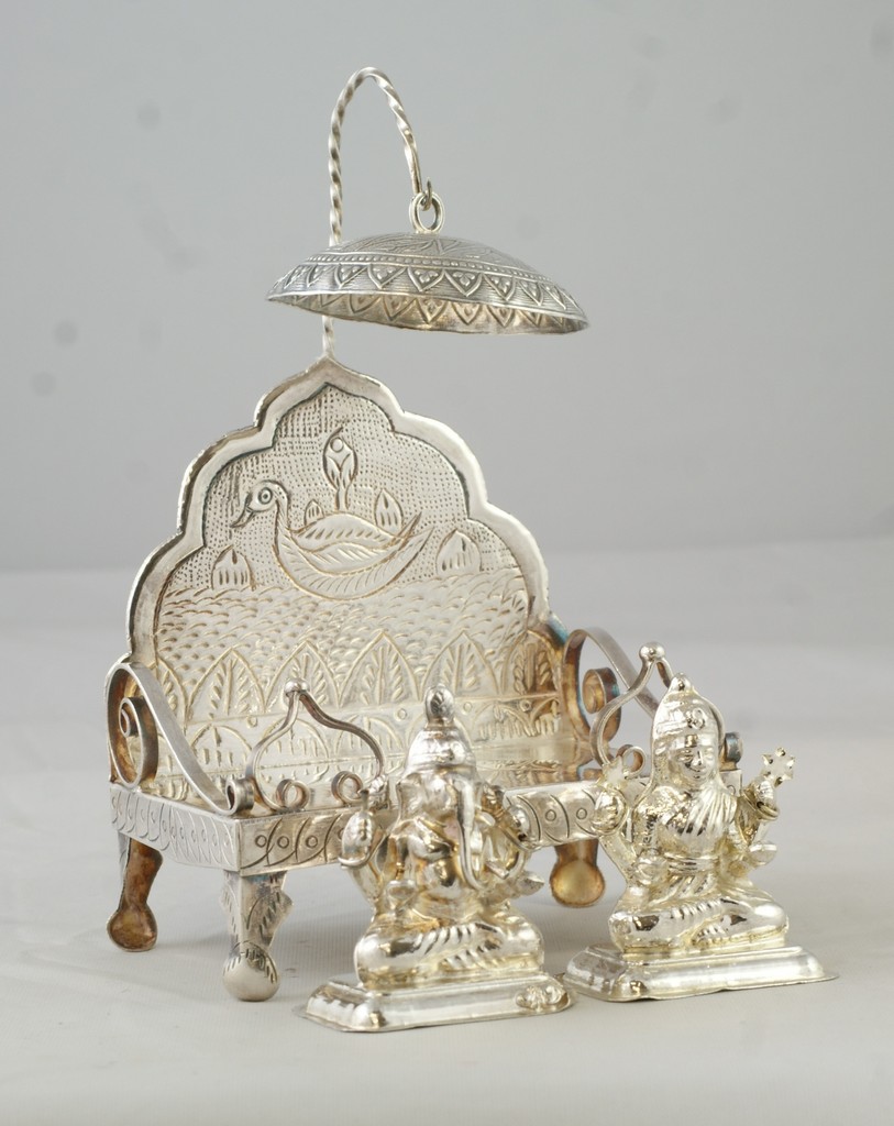 Appraisal: Indian Silver Shrine with Ganesh and another god gross weight