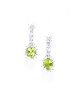 Appraisal: A PAIR OF PERIDOT AND DIAMOND DANGLE EARRINGS A PAIR