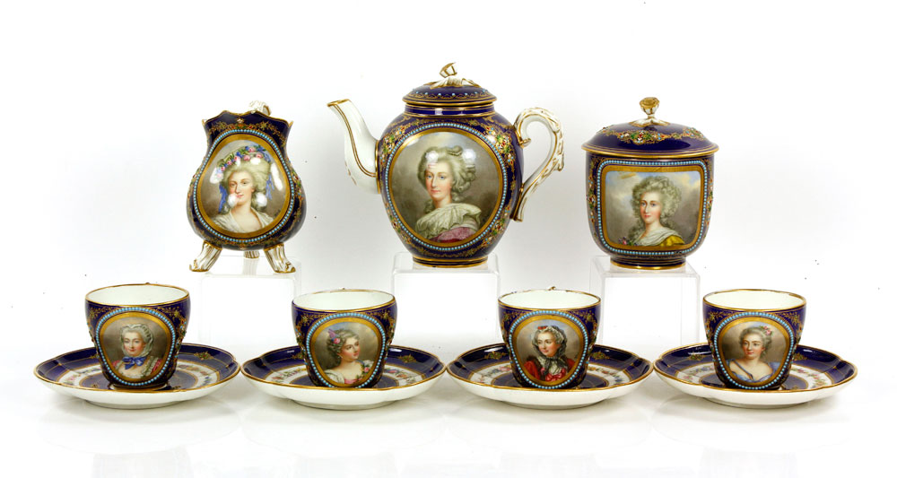 Appraisal: - Piece Sevres Portrait Tea Service Eleven piece Sevres portrait