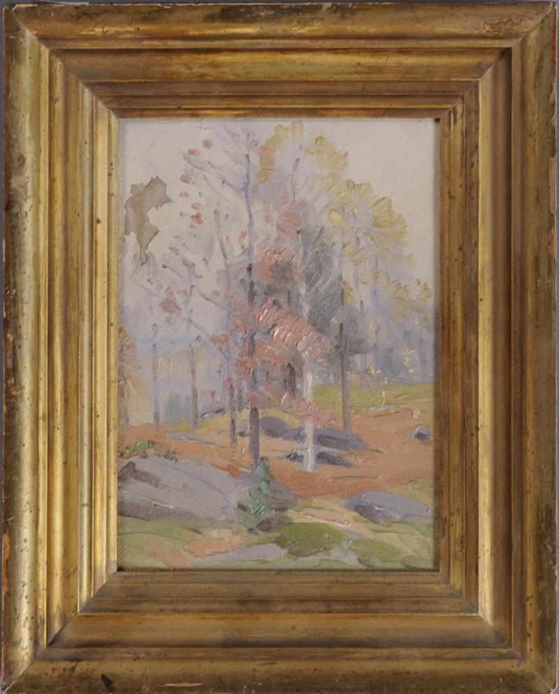 Appraisal: F C GIRAUD ''INDIAN SUMMER BERKSHIRES OCTOBER WOODS'' Oil on