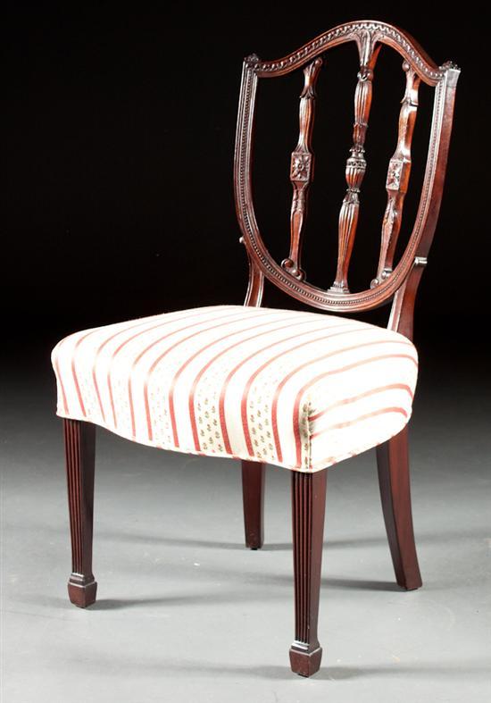 Appraisal: Potthast Brothers Hepplewhite style mahogany shield-back upholstered side chair Baltimore