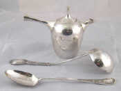 Appraisal: Silver plate A soup ladle shell and gadrooned Old English