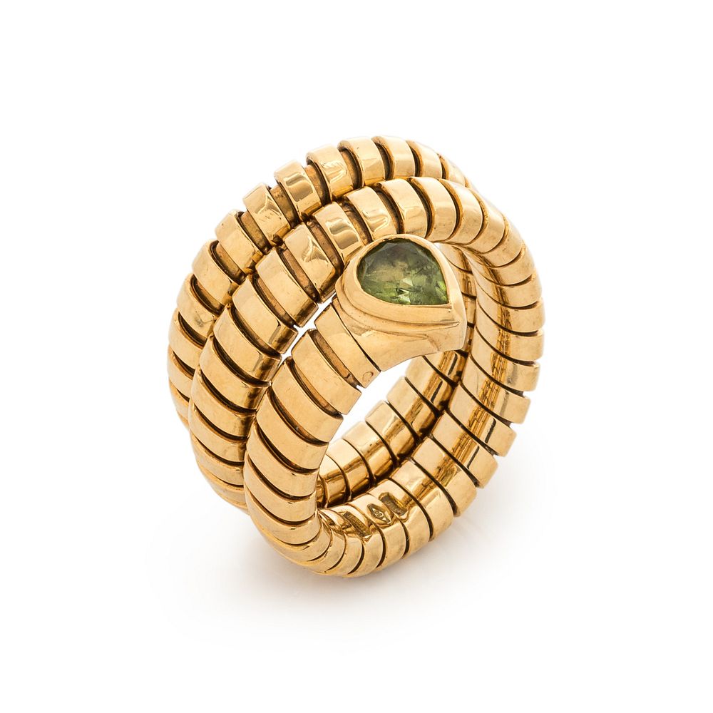 Appraisal: BVLGARI YELLOW GOLD AND PERIDOT 'SERPENTI' RING BVLGARI YELLOW GOLD