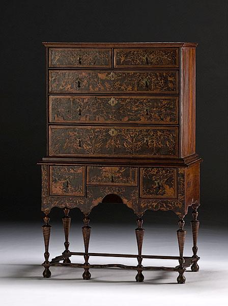 Appraisal: NEW ENGLAND WILLIAM MARY HIGH CHEST OF DRAWERS probably Boston