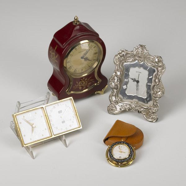 Appraisal: DRESSER AND TRAVEL CLOCKS Four pieces includes Tiffany Co jewel