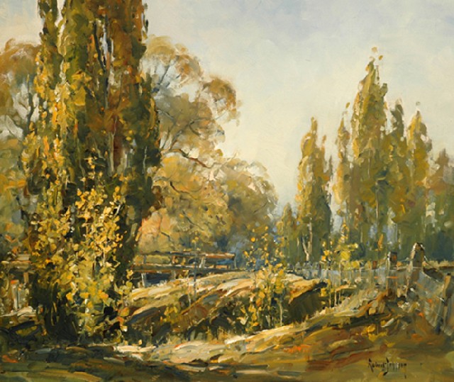 Appraisal: Robert Johnson - The Poplars oil on canvas signed 'Robert