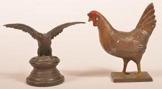 Appraisal: Two Various Metal Bird Figures st Brass or bronze spread