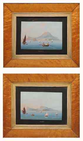 Appraisal: A PAIR OF ITALIAN GOUACHE PAINTINGS Capri and Ischia with