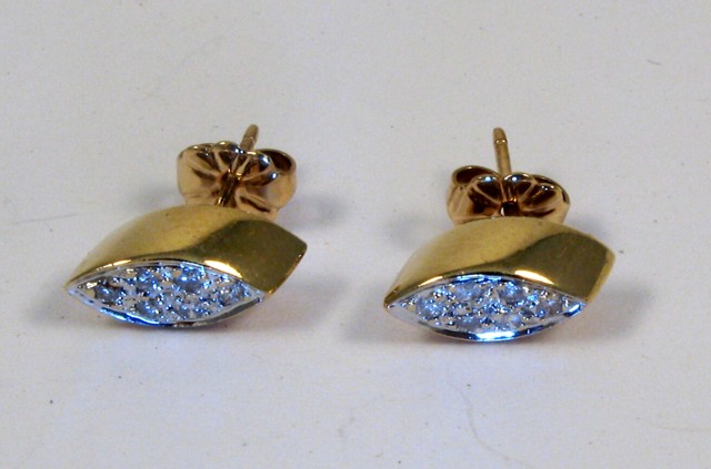 Appraisal: PAIR OF DIAMOND AND GOLD EARRINGS each k yellow and