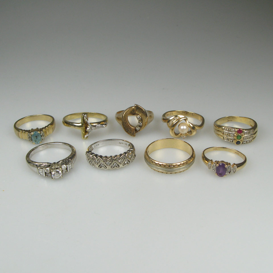 Appraisal: x k Gold Rings including some set with diamonds and