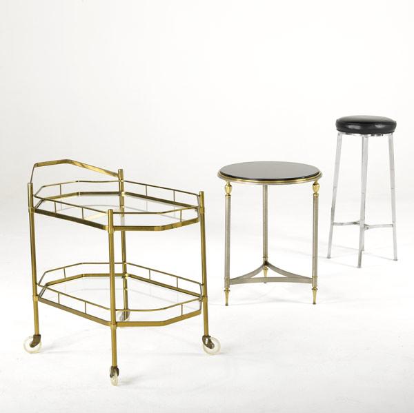 Appraisal: HOEGGER Chrome stool with black leather seat together with Jansen