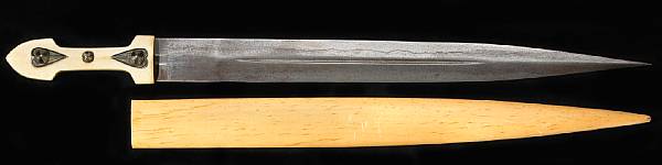 Appraisal: A silver-mounted Russian kindjal Straight inch blade with inch central