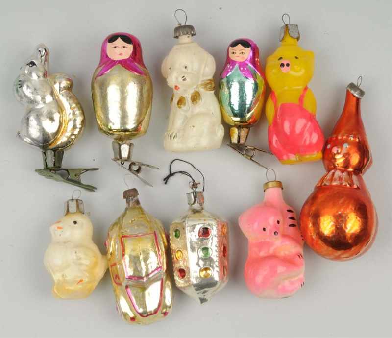 Appraisal: Lot of Russian Christmas Ornaments Description All figural with three