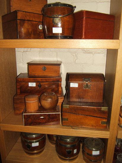 Appraisal: An antique mahogany tea caddy further tea caddies boxes and