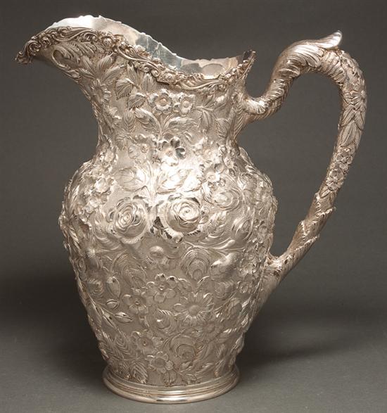 Appraisal: American repousse sterling silver water pitcher Schofield Baltimore early th