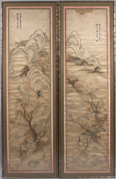 Appraisal: Pair of th- th Century Chinese forbidden stitch panels x