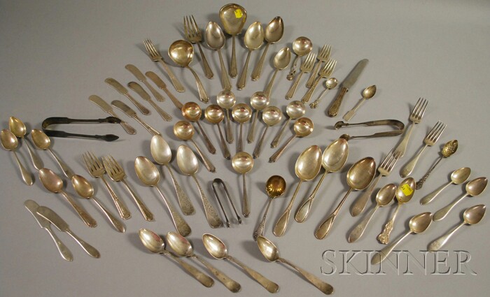 Appraisal: Approximately Sixty-three Silver and Silver-plated Flatware and Serving Items including