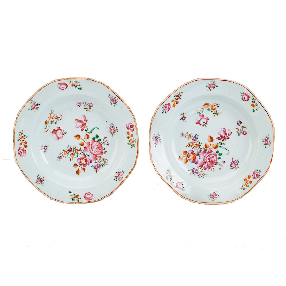 Appraisal: Pair Chinese Export Famille Rose soup plates circa probably for