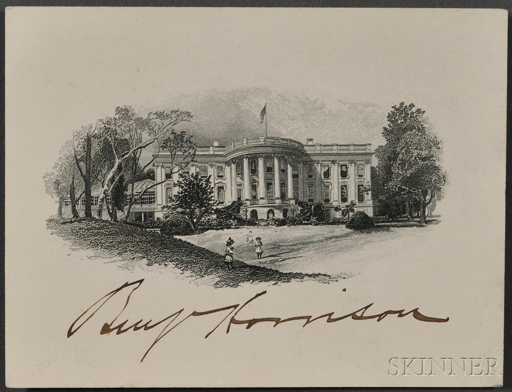 Appraisal: Harrison Benjamin - Signed White House Card Undated card with