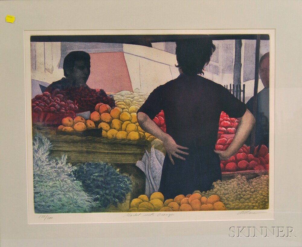 Appraisal: Harold Altman American - Market with Oranges Signed Altman l