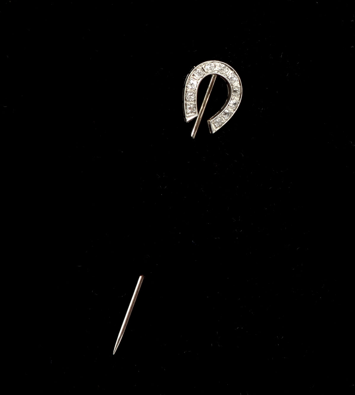 Appraisal: K VICTORIAN DIAMOND STICK PIN CA this diamond set horseshoe