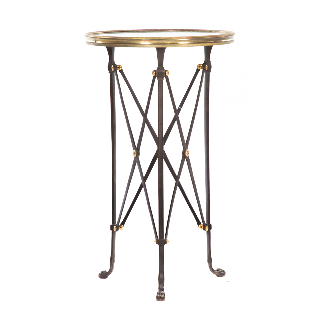 Appraisal: Directoire style brass and marble top gueridon th century variegated