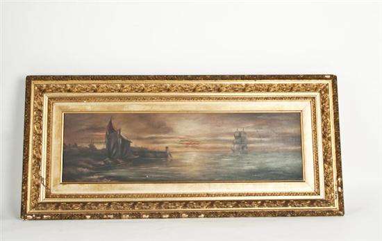 Appraisal: Unknown th C Sailing Ships by a Village an oil