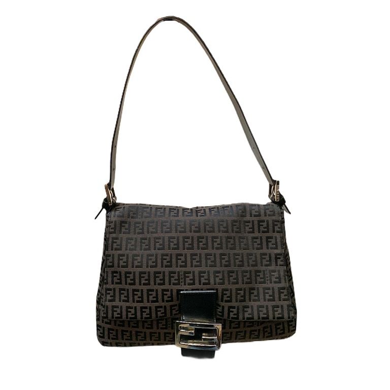 Appraisal: Fendi Monogram Shoulder Bag Brown and black canvas and leather