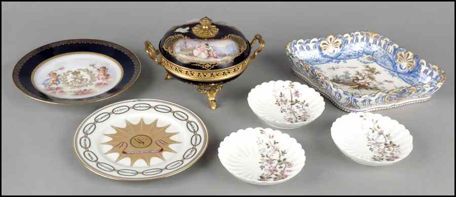 Appraisal: GROUP OF FRENCH PORCELAIN Comprised of an ormolu mounted covered