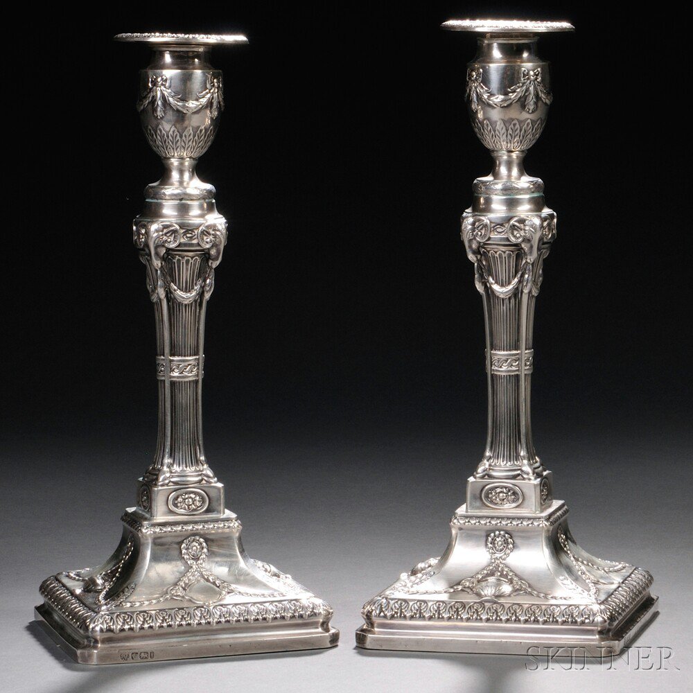 Appraisal: Pair Edward VII Sterling Silver Weighted Candlesticks Sheffield - Hawkswirth