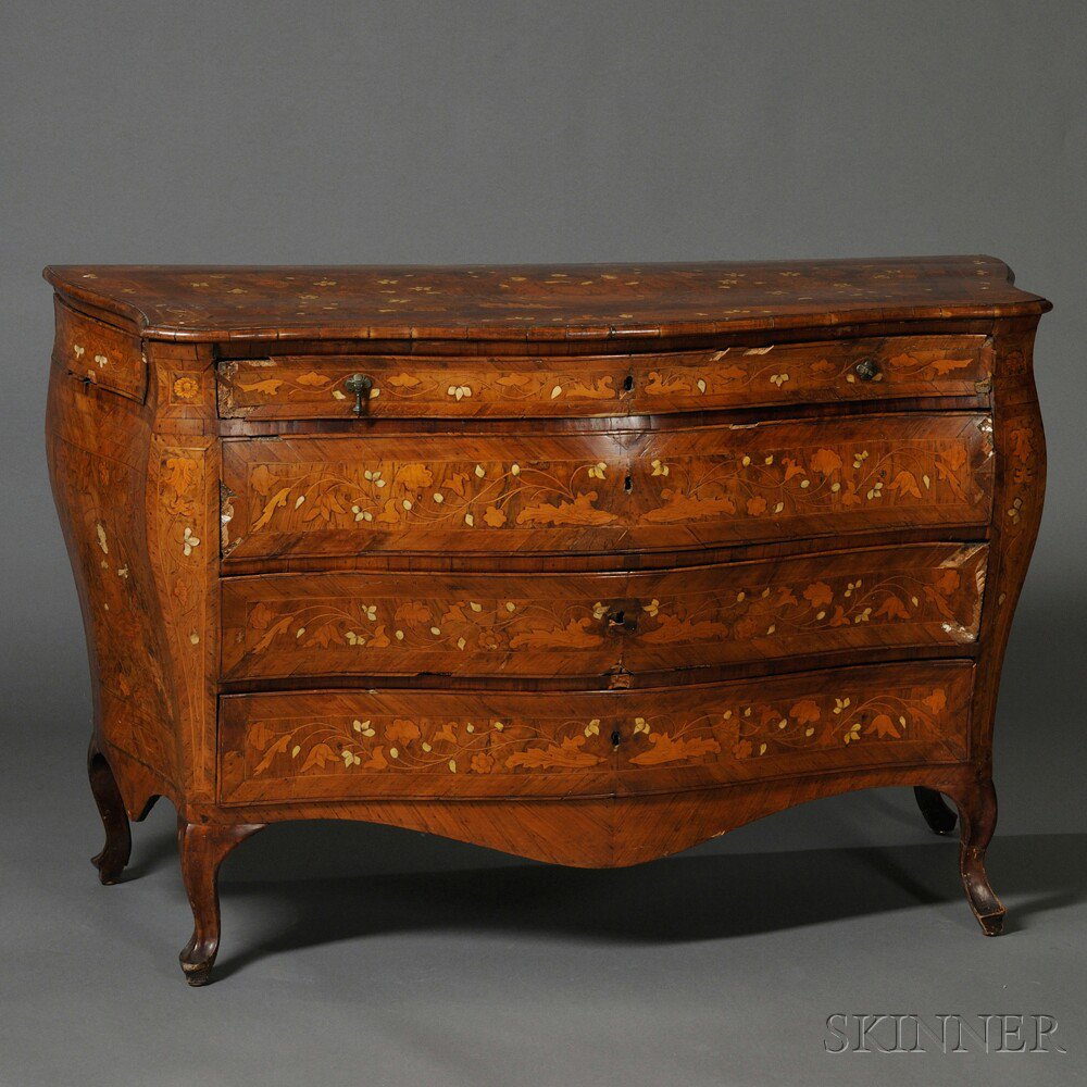 Appraisal: Italian Rococo Inlaid Walnut Chest of Drawers late th century