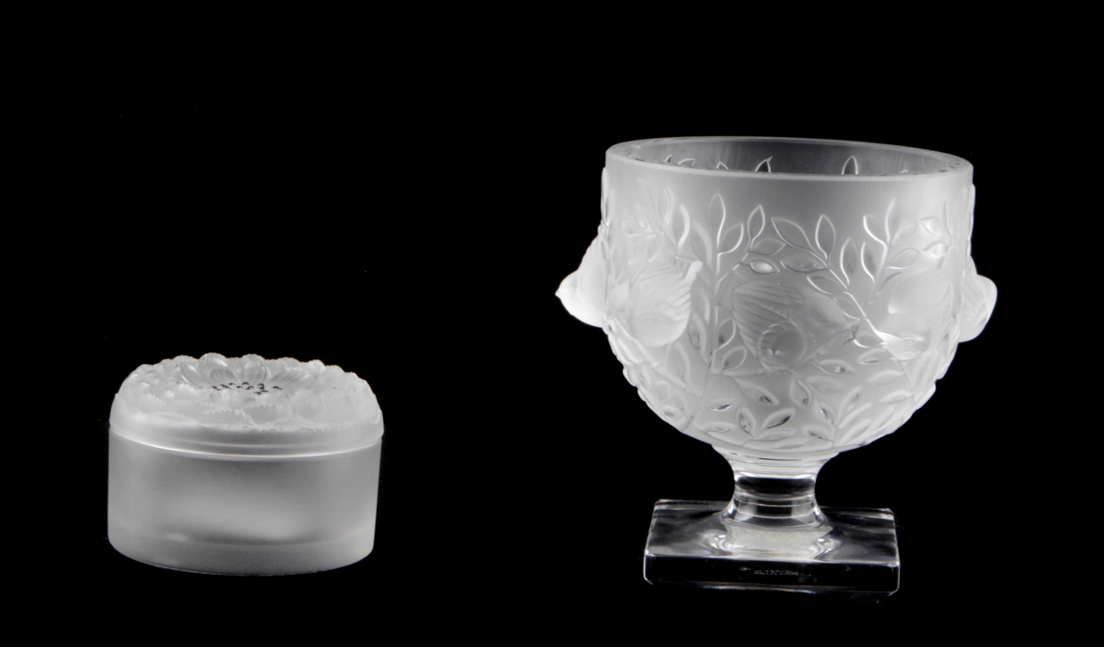 Appraisal: A group of two Cristal Lalique molded frosted glass articles