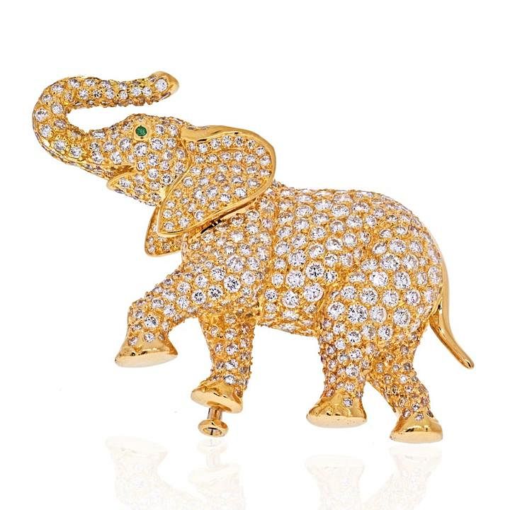 Appraisal: CARTIER K YELLOW GOLD DIAMOND ELEPHANT BROOCH CARTIER K YELLOW